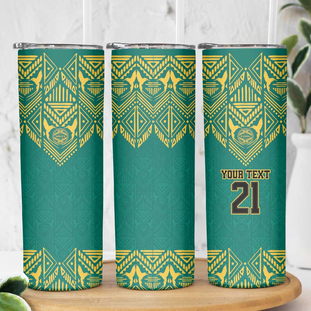 Afro-Jamaicans Tribal Custom Football Skinny Tumbler Green Style LT9