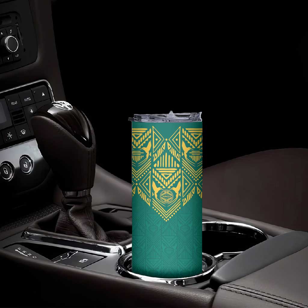 Afro-Jamaicans Tribal Custom Football Skinny Tumbler Green Style LT9