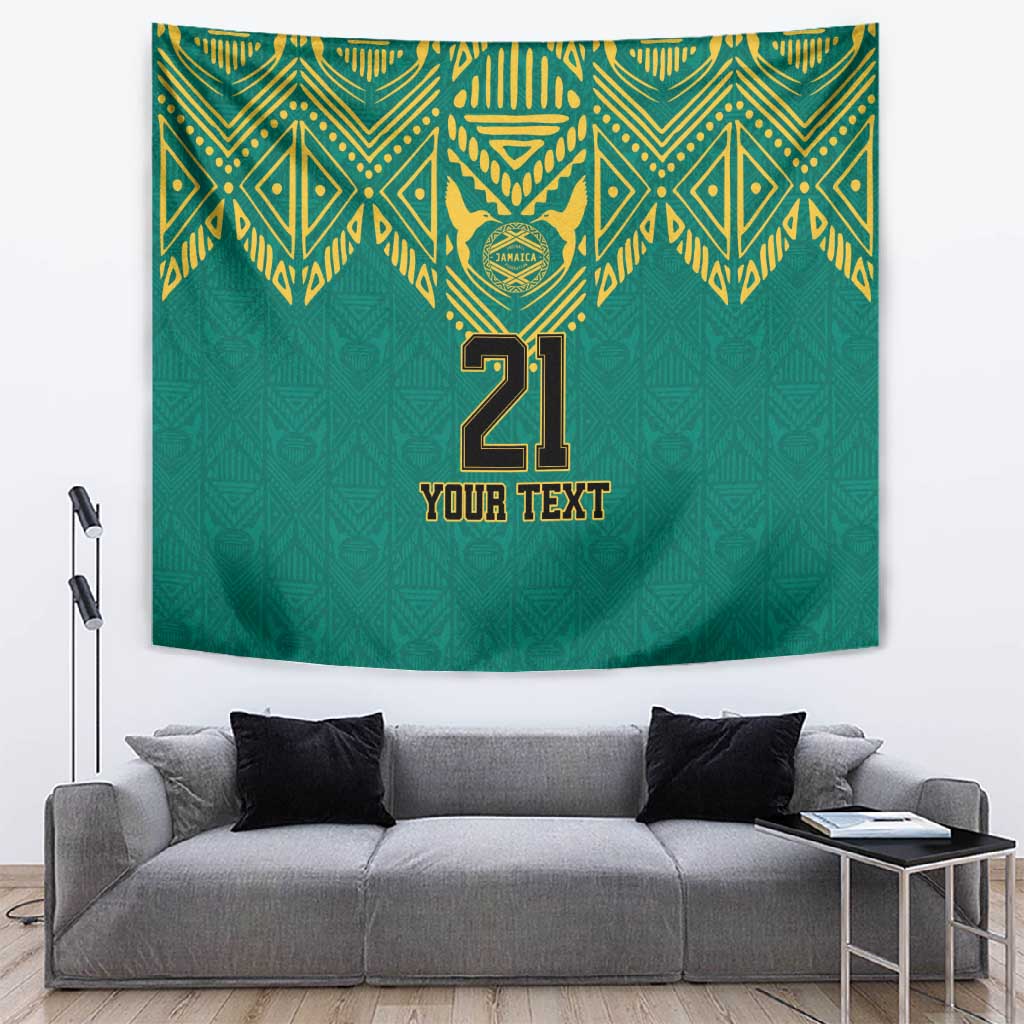 Afro-Jamaicans Tribal Custom Football Tapestry Green Style LT9