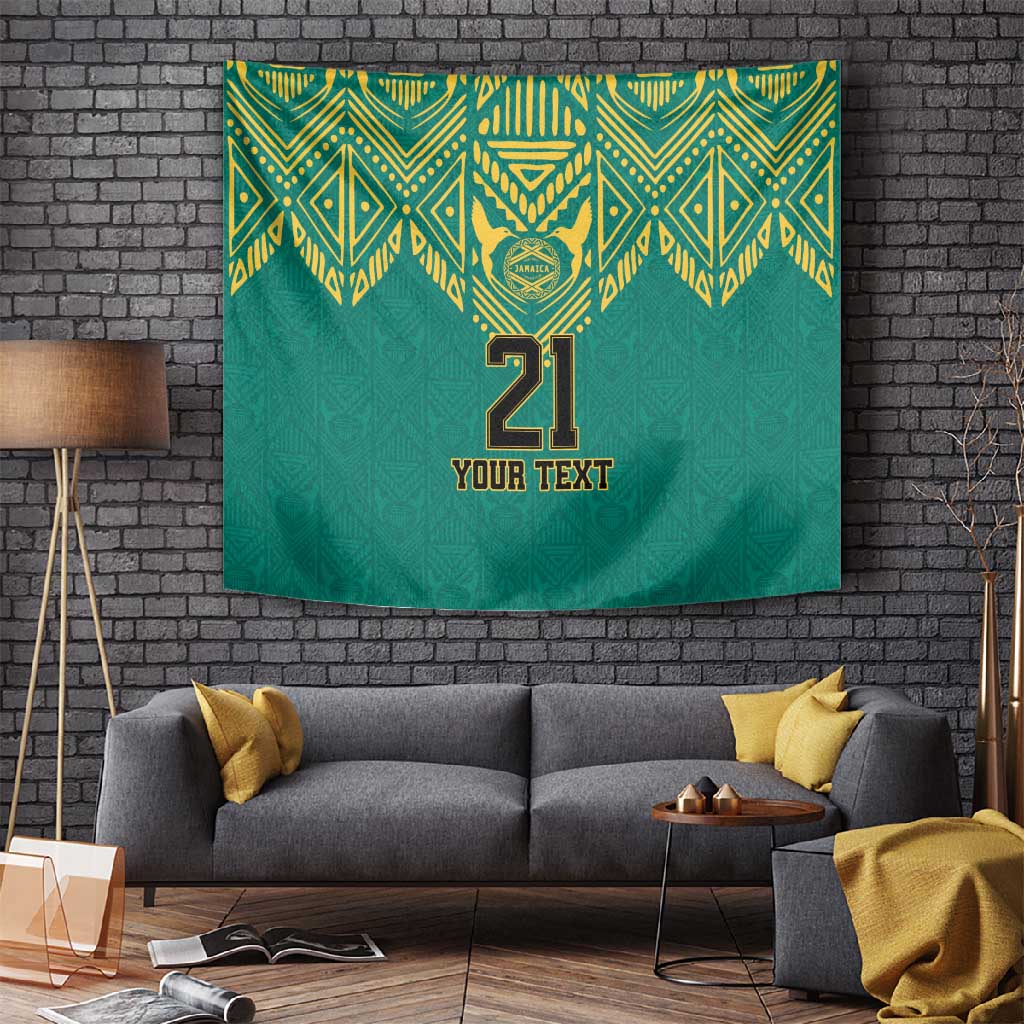 Afro-Jamaicans Tribal Custom Football Tapestry Green Style LT9