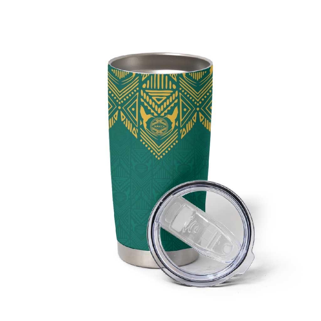 Afro-Jamaicans Tribal Custom Football Tumbler Cup Green Style LT9