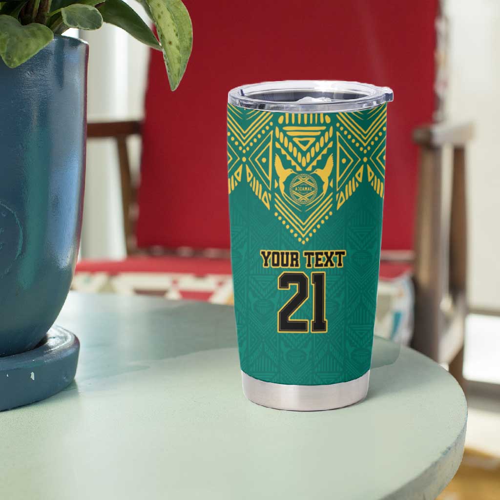 Afro-Jamaicans Tribal Custom Football Tumbler Cup Green Style LT9