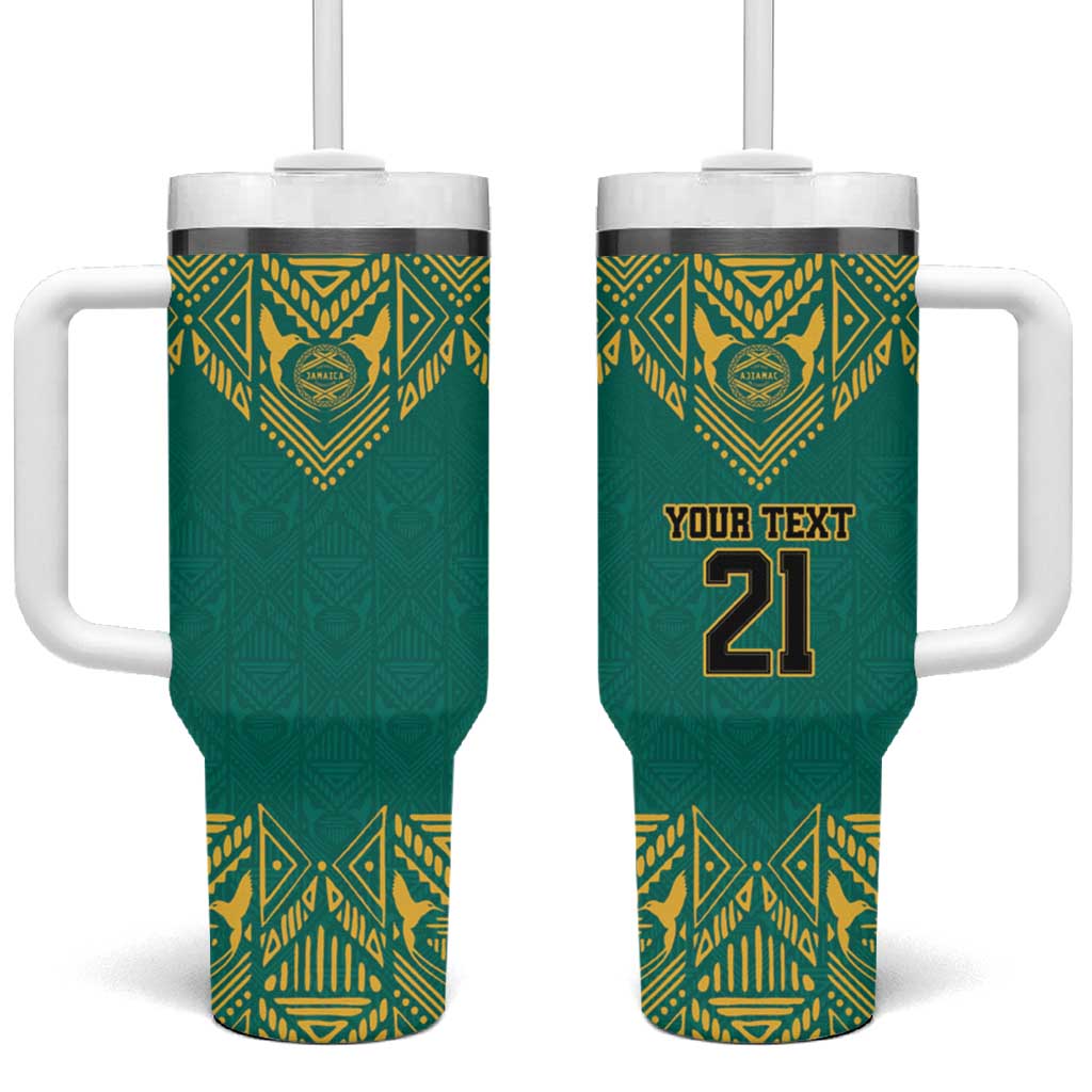 Afro-Jamaicans Tribal Custom Football Tumbler With Handle Green Style LT9