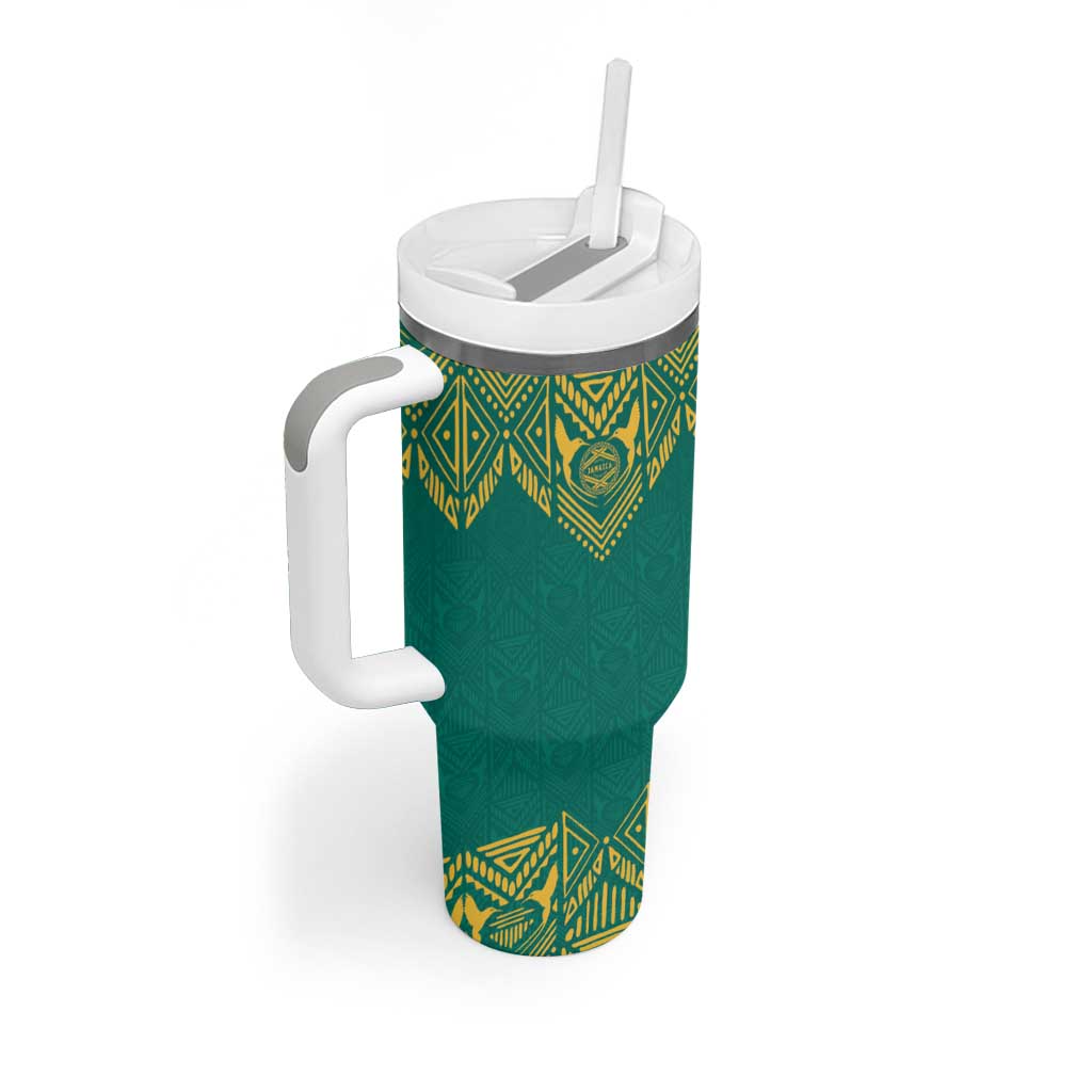 Afro-Jamaicans Tribal Custom Football Tumbler With Handle Green Style LT9