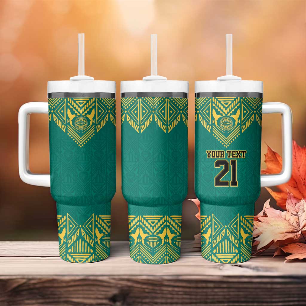 Afro-Jamaicans Tribal Custom Football Tumbler With Handle Green Style LT9