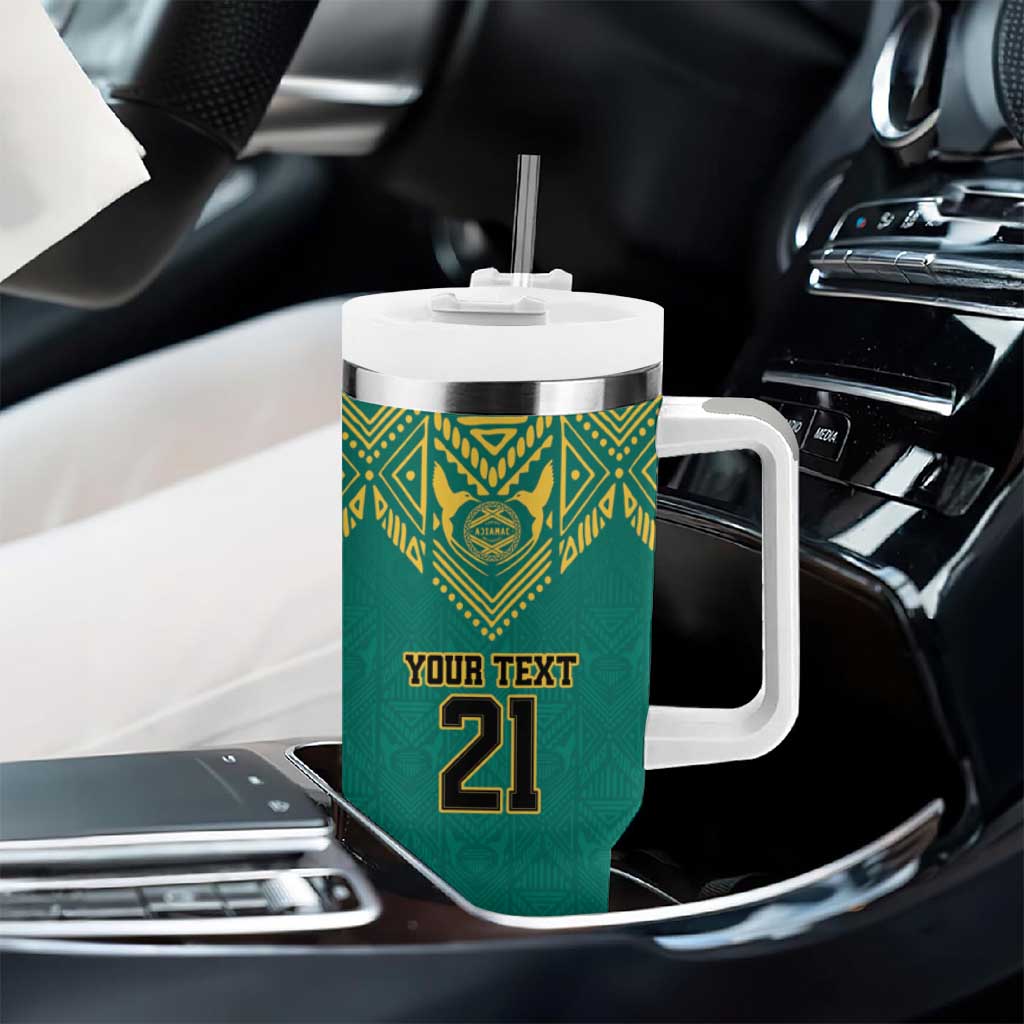 Afro-Jamaicans Tribal Custom Football Tumbler With Handle Green Style LT9