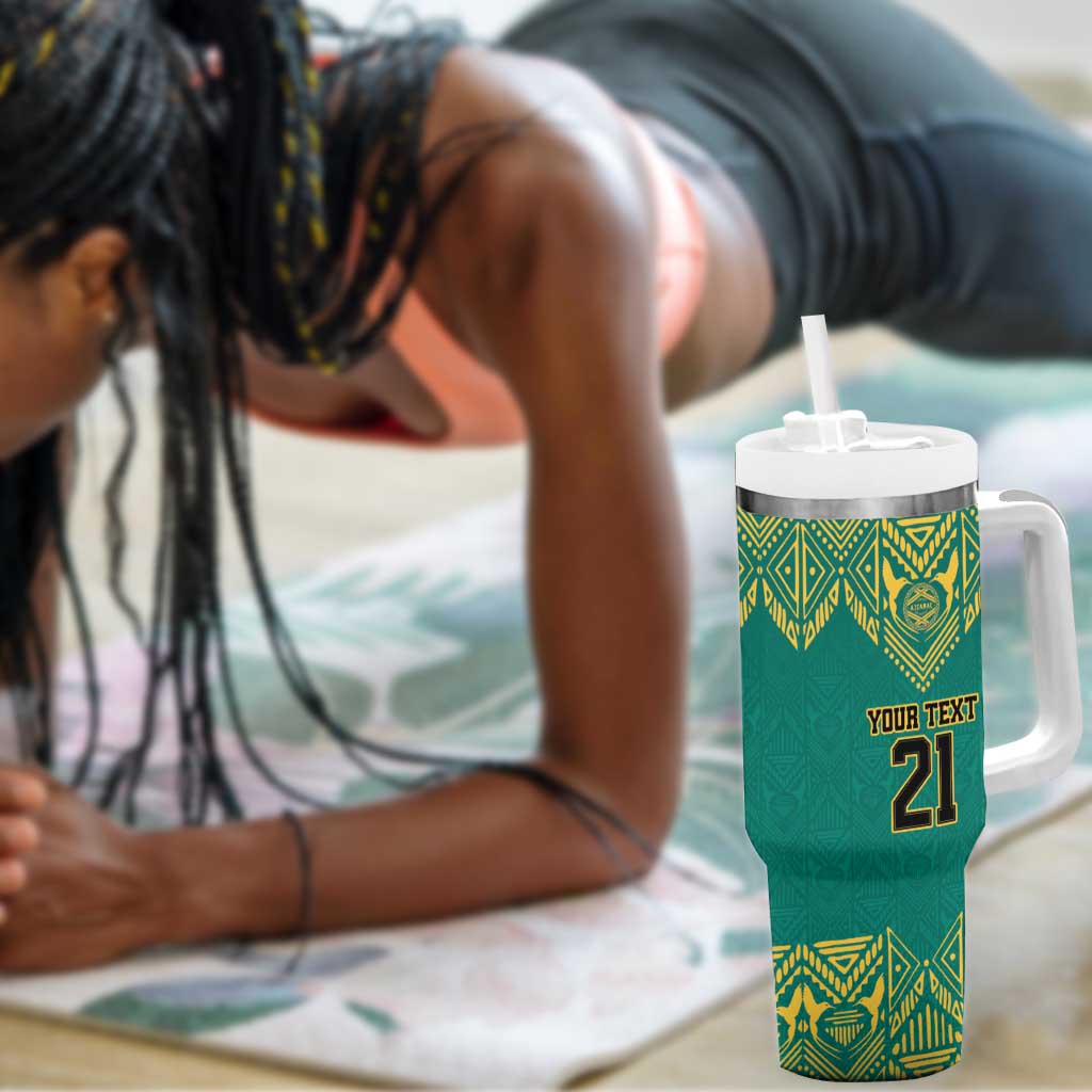 Afro-Jamaicans Tribal Custom Football Tumbler With Handle Green Style LT9