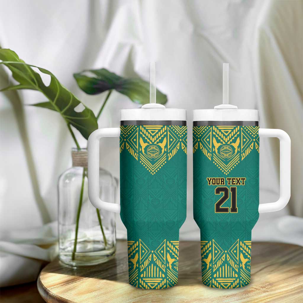 Afro-Jamaicans Tribal Custom Football Tumbler With Handle Green Style LT9