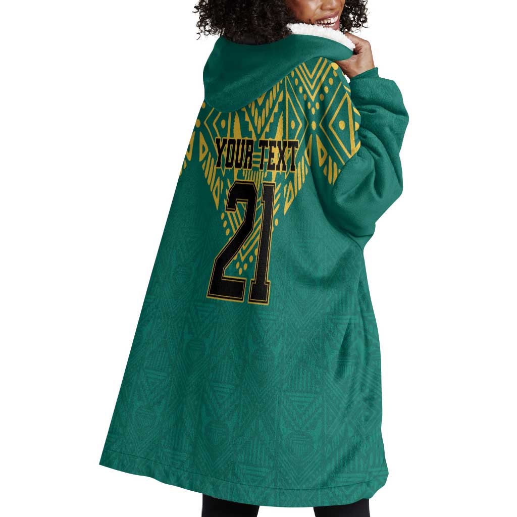 Afro-Jamaicans Tribal Custom Football Wearable Blanket Hoodie Green Style LT9