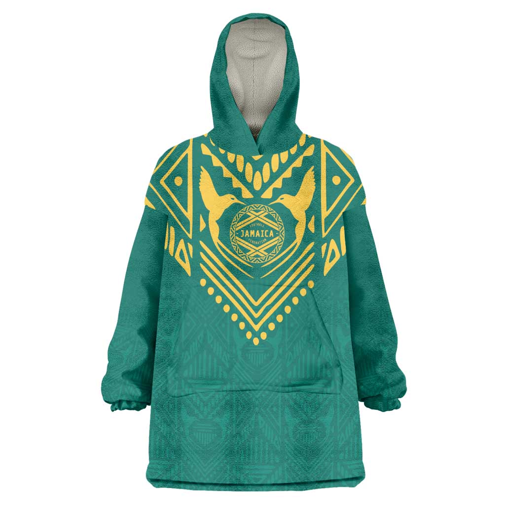 Afro-Jamaicans Tribal Custom Football Wearable Blanket Hoodie Green Style LT9