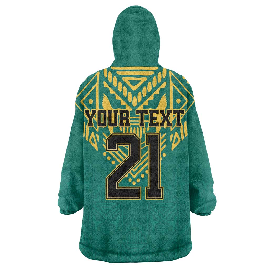 Afro-Jamaicans Tribal Custom Football Wearable Blanket Hoodie Green Style LT9