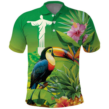 Brazil Rio-Toucan Bird Personalized Polo Shirt Tropical Flowers LT9
