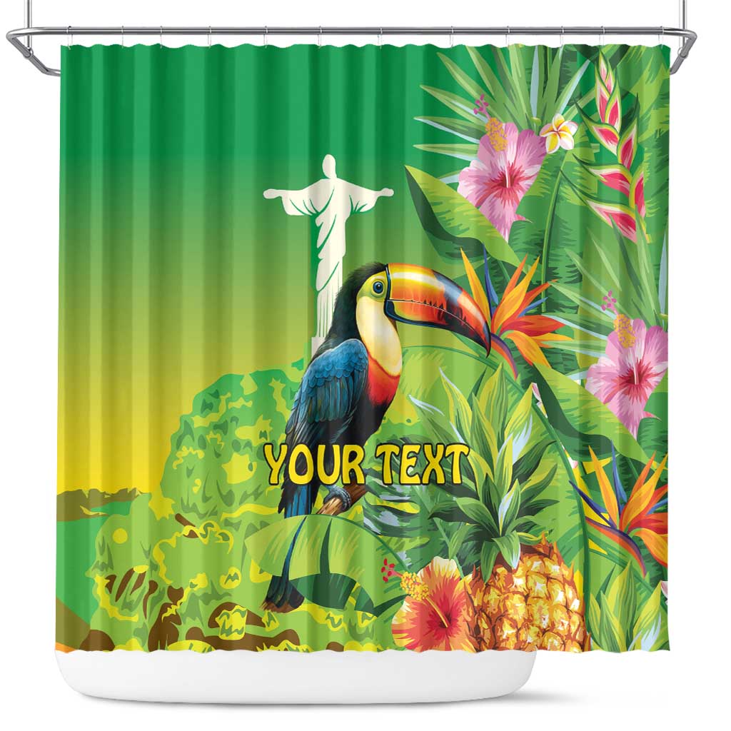 Brazil Rio-Toucan Bird Personalized Shower Curtain Tropical Flowers LT9