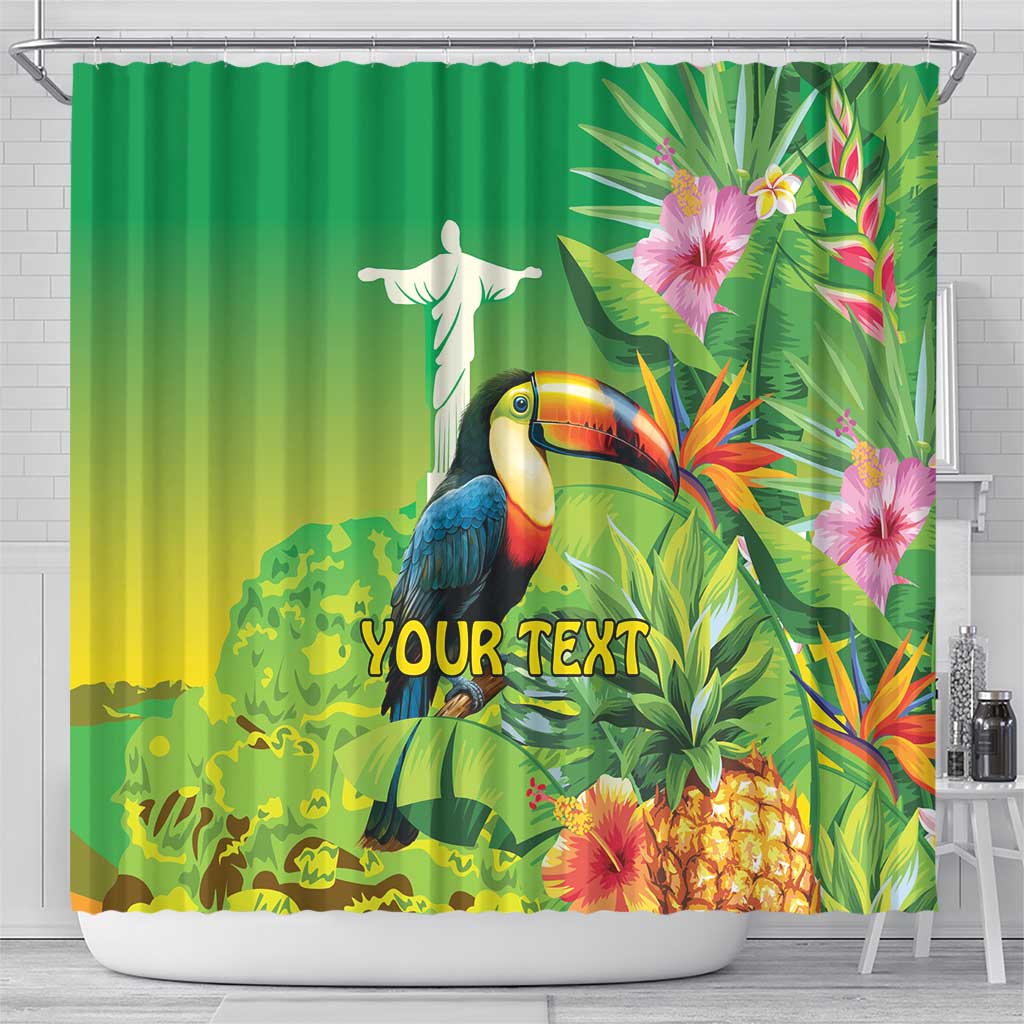 Brazil Rio-Toucan Bird Personalized Shower Curtain Tropical Flowers LT9