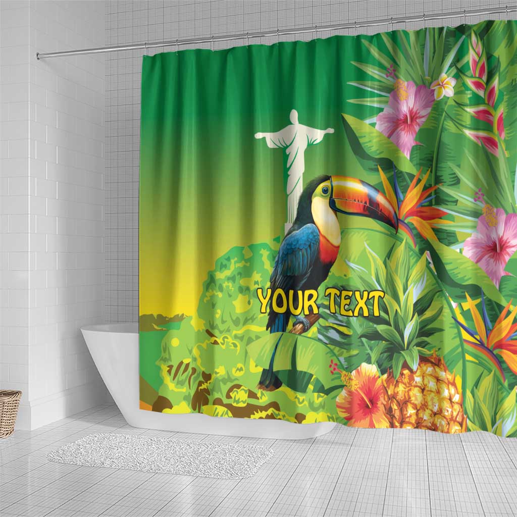 Brazil Rio-Toucan Bird Personalized Shower Curtain Tropical Flowers LT9