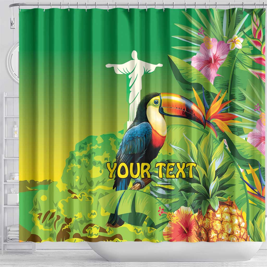 Brazil Rio-Toucan Bird Personalized Shower Curtain Tropical Flowers LT9