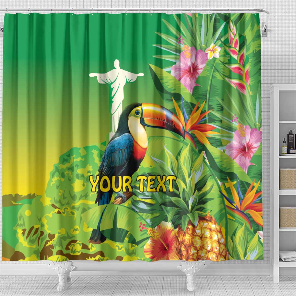Brazil Rio-Toucan Bird Personalized Shower Curtain Tropical Flowers LT9
