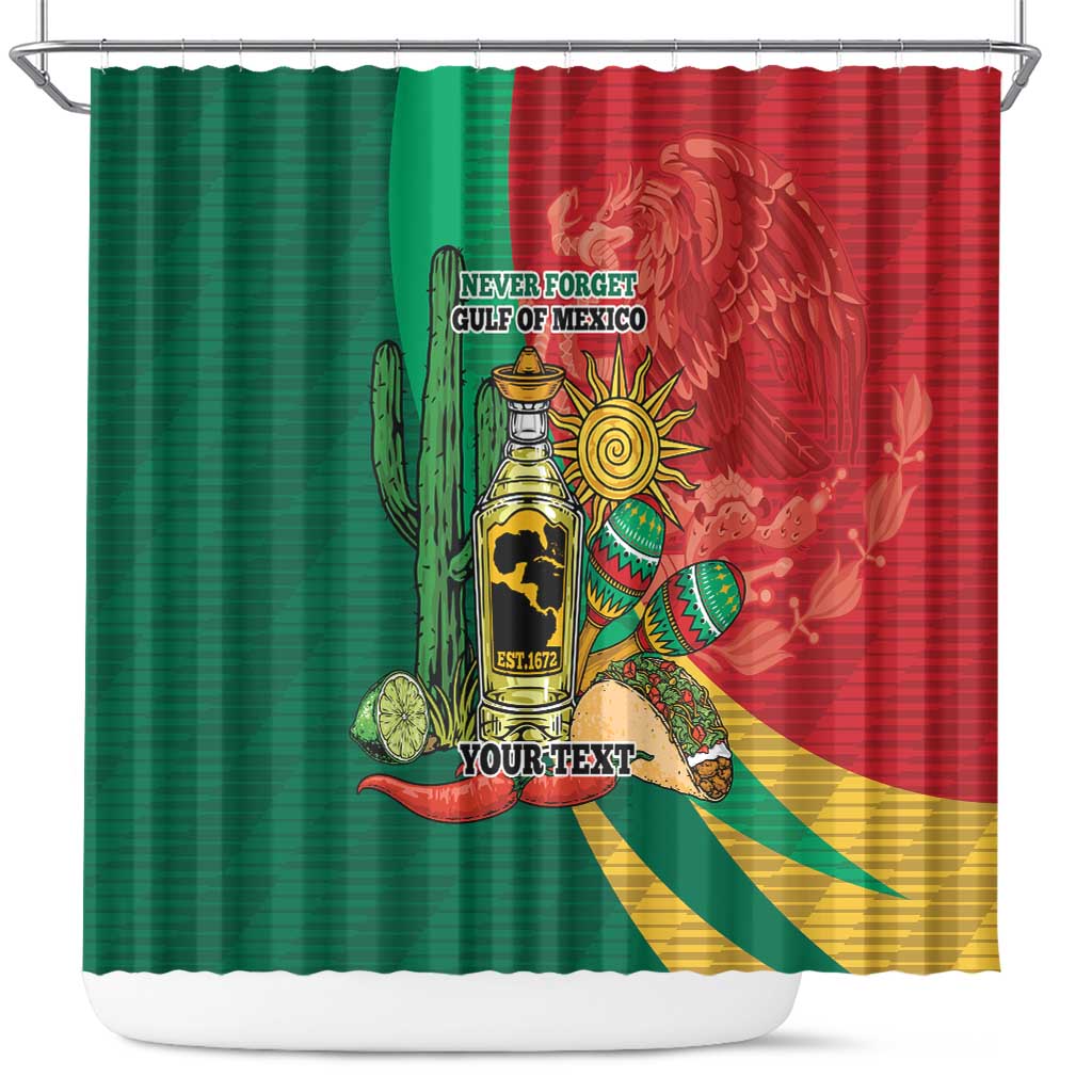 Gulf of Mexico Since 1672 Personalized Shower Curtain Mexican Tequila and Tacos LT9