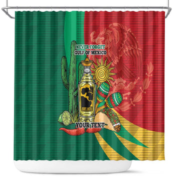 Gulf of Mexico Since 1672 Personalized Shower Curtain Mexican Tequila and Tacos LT9