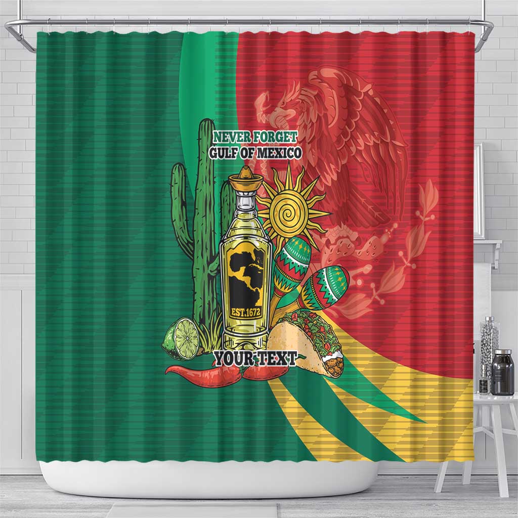 Gulf of Mexico Since 1672 Personalized Shower Curtain Mexican Tequila and Tacos LT9