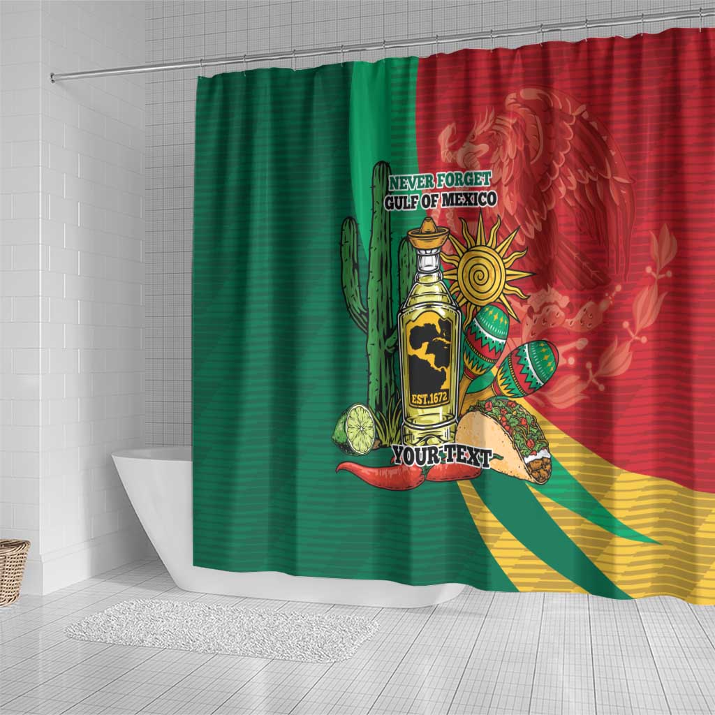 Gulf of Mexico Since 1672 Personalized Shower Curtain Mexican Tequila and Tacos LT9