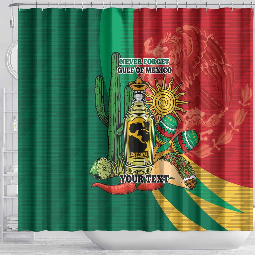 Gulf of Mexico Since 1672 Personalized Shower Curtain Mexican Tequila and Tacos LT9