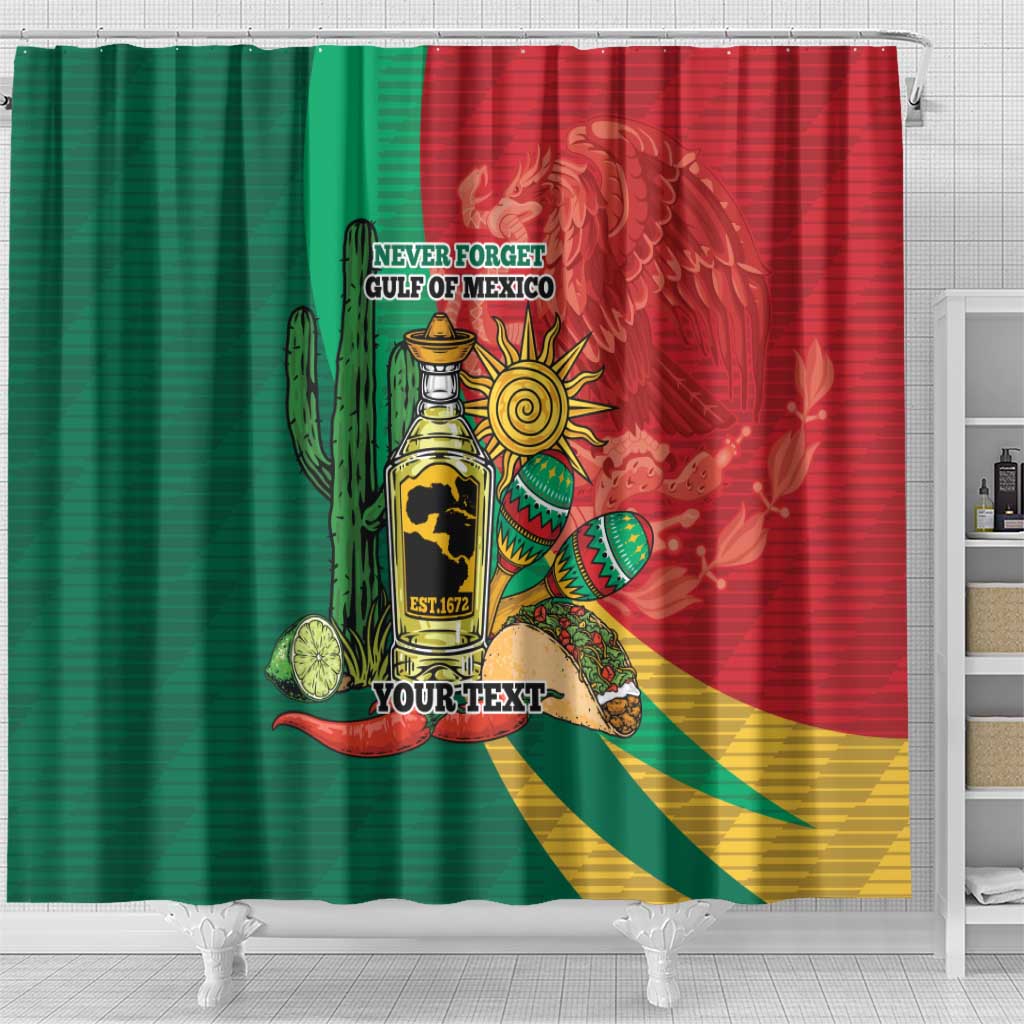 Gulf of Mexico Since 1672 Personalized Shower Curtain Mexican Tequila and Tacos LT9