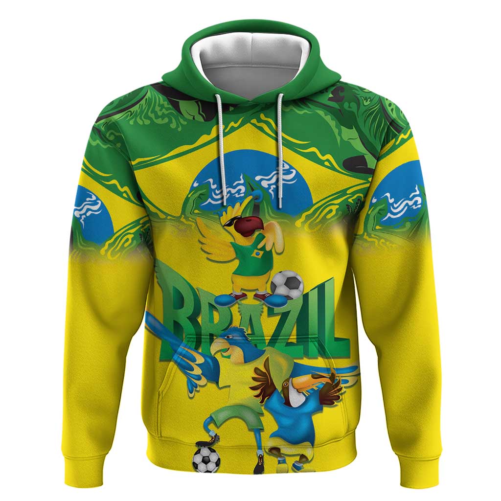 Brazil Football Custom Hoodie Brasil Birds Mascot Bora Brasil! LT9