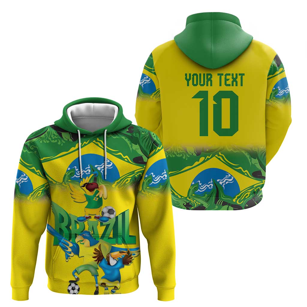 Brazil Football Custom Hoodie Brasil Birds Mascot Bora Brasil! LT9