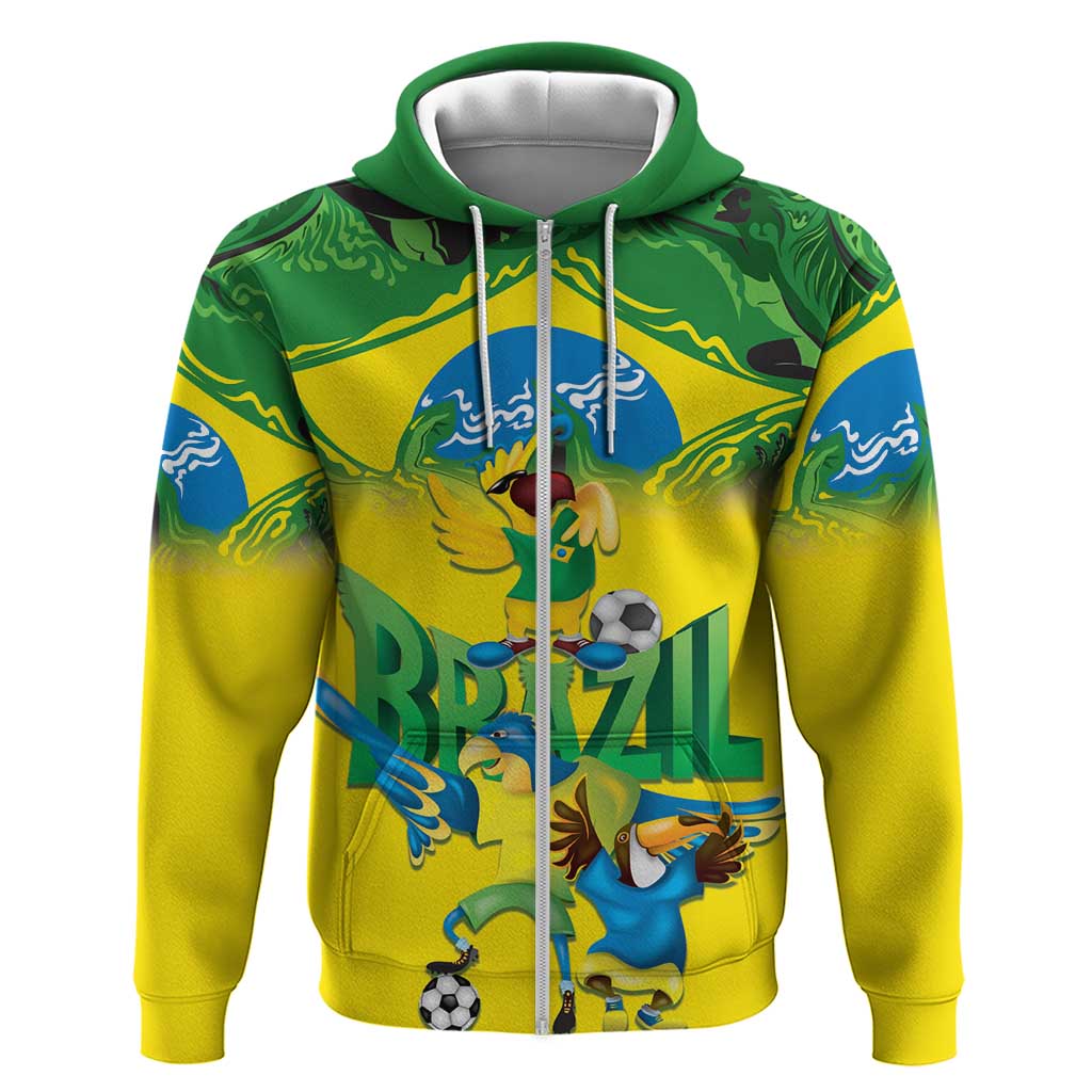 Brazil Football Custom Hoodie Brasil Birds Mascot Bora Brasil! LT9