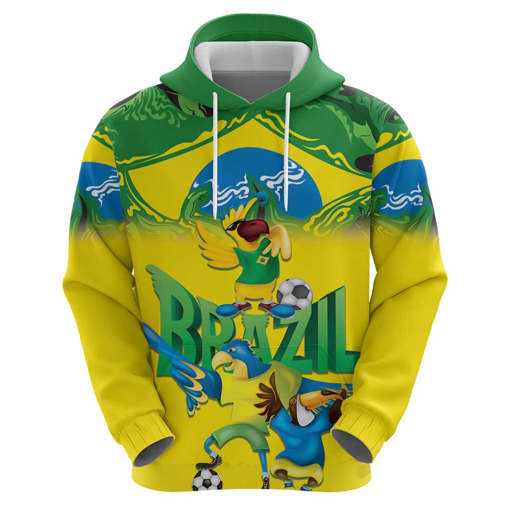 Brazil Football Custom Hoodie Brasil Birds Mascot Bora Brasil! LT9