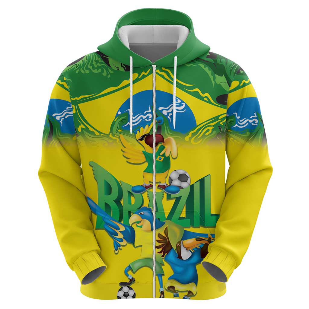 Brazil Football Custom Hoodie Brasil Birds Mascot Bora Brasil! LT9