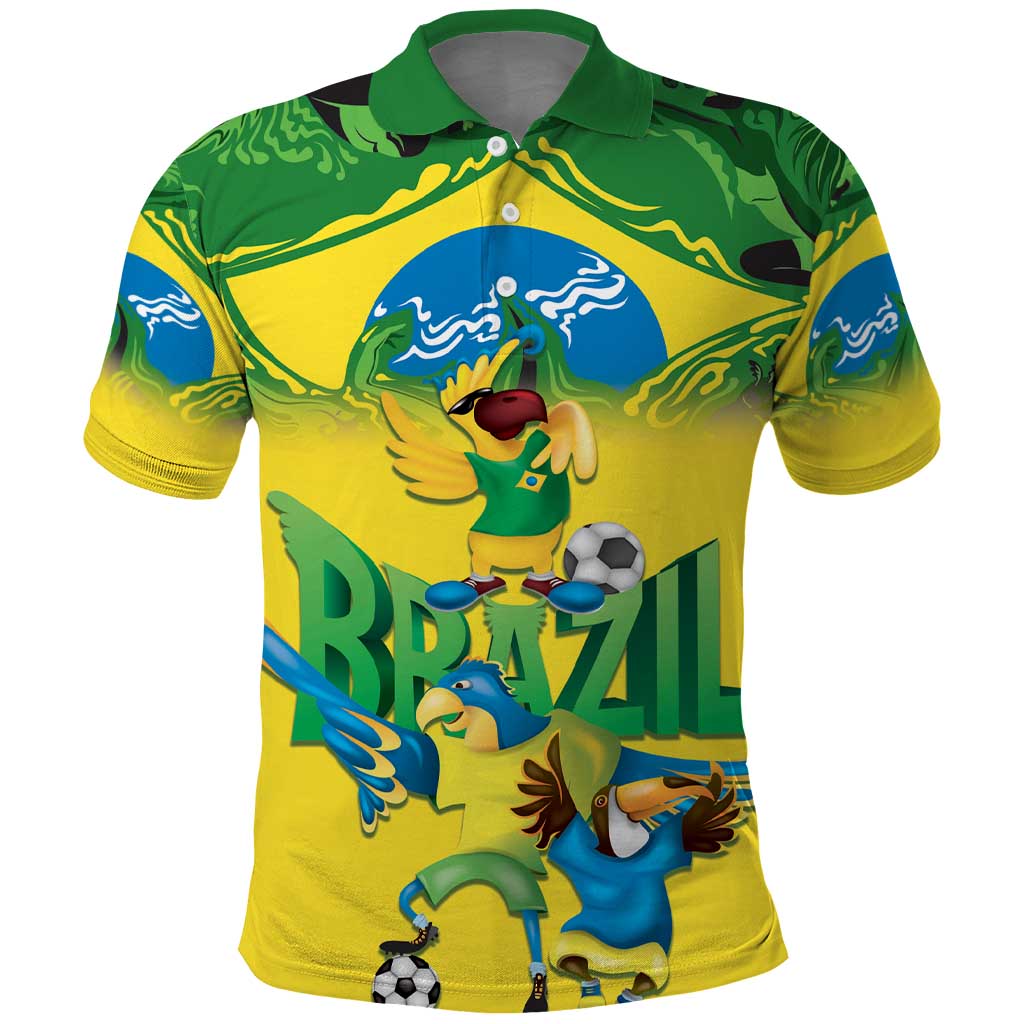 Brazil Football Custom Polo Shirt Brasil Birds Mascot Bora Brasil! LT9