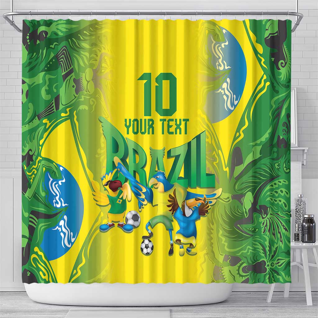 Brazil Football Custom Shower Curtain Brasil Birds Mascot Bora Brasil! LT9