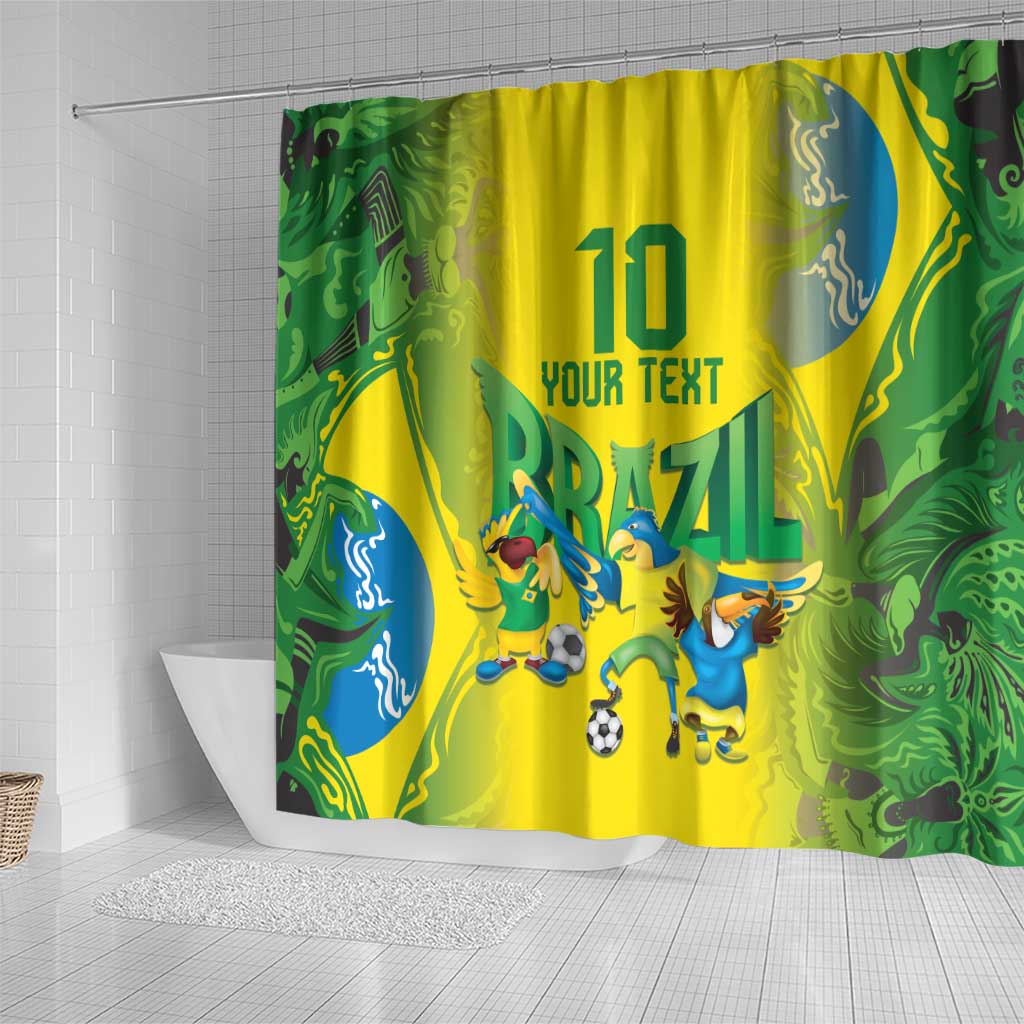 Brazil Football Custom Shower Curtain Brasil Birds Mascot Bora Brasil! LT9