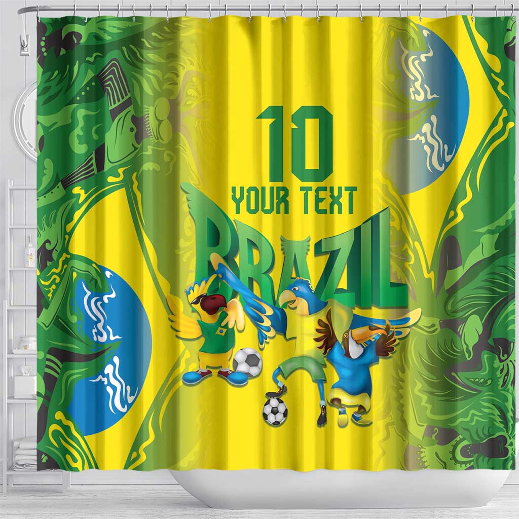 Brazil Football Custom Shower Curtain Brasil Birds Mascot Bora Brasil! LT9