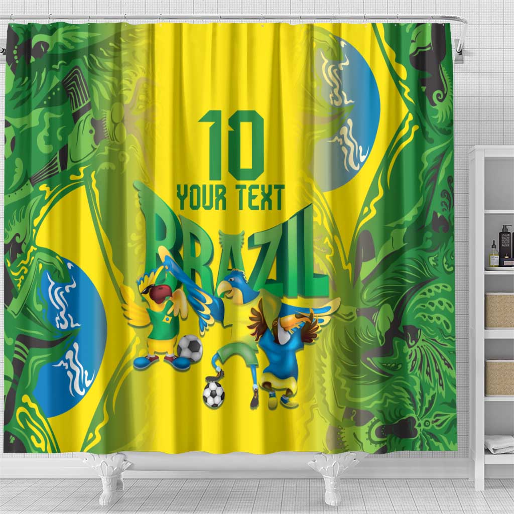 Brazil Football Custom Shower Curtain Brasil Birds Mascot Bora Brasil! LT9