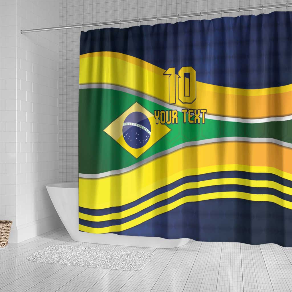 Brazil Football Custom Shower Curtain Selecao Canarinho Flag Motif LT9