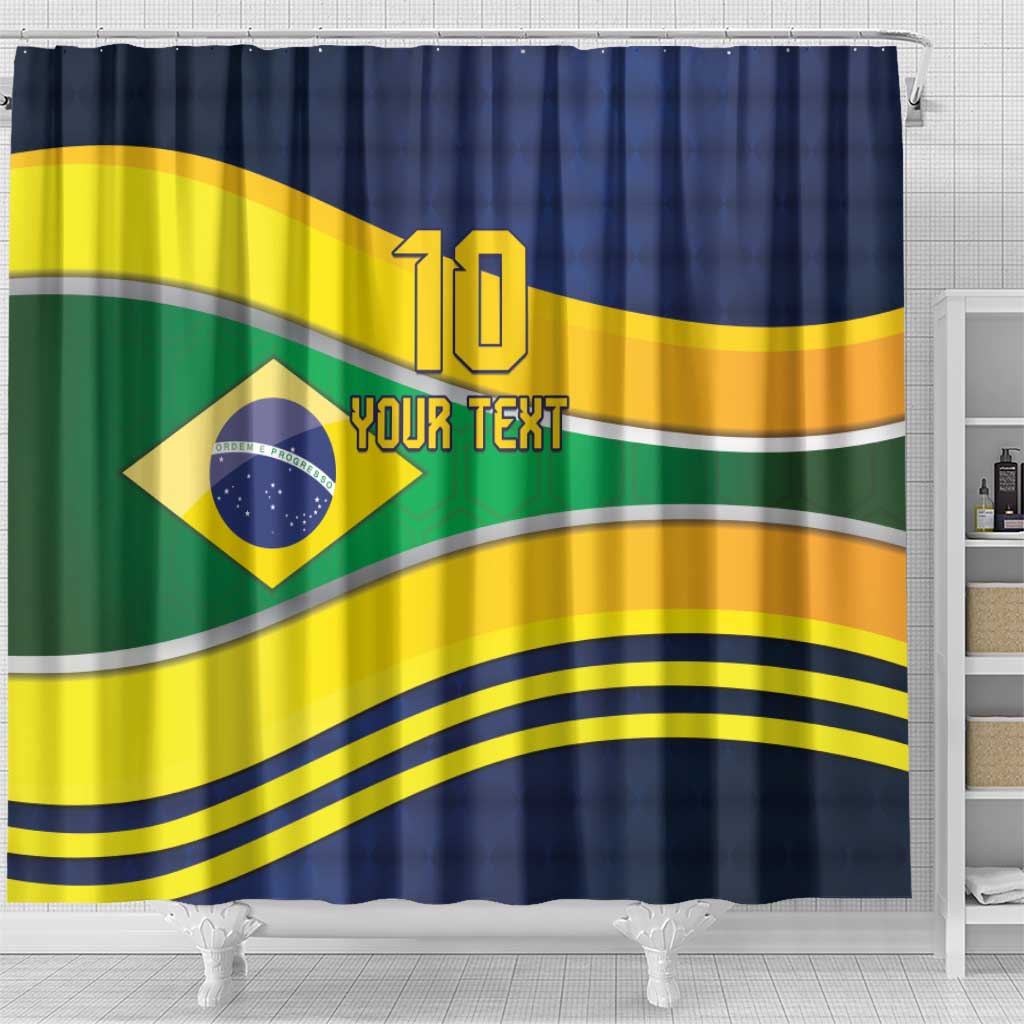 Brazil Football Custom Shower Curtain Selecao Canarinho Flag Motif LT9