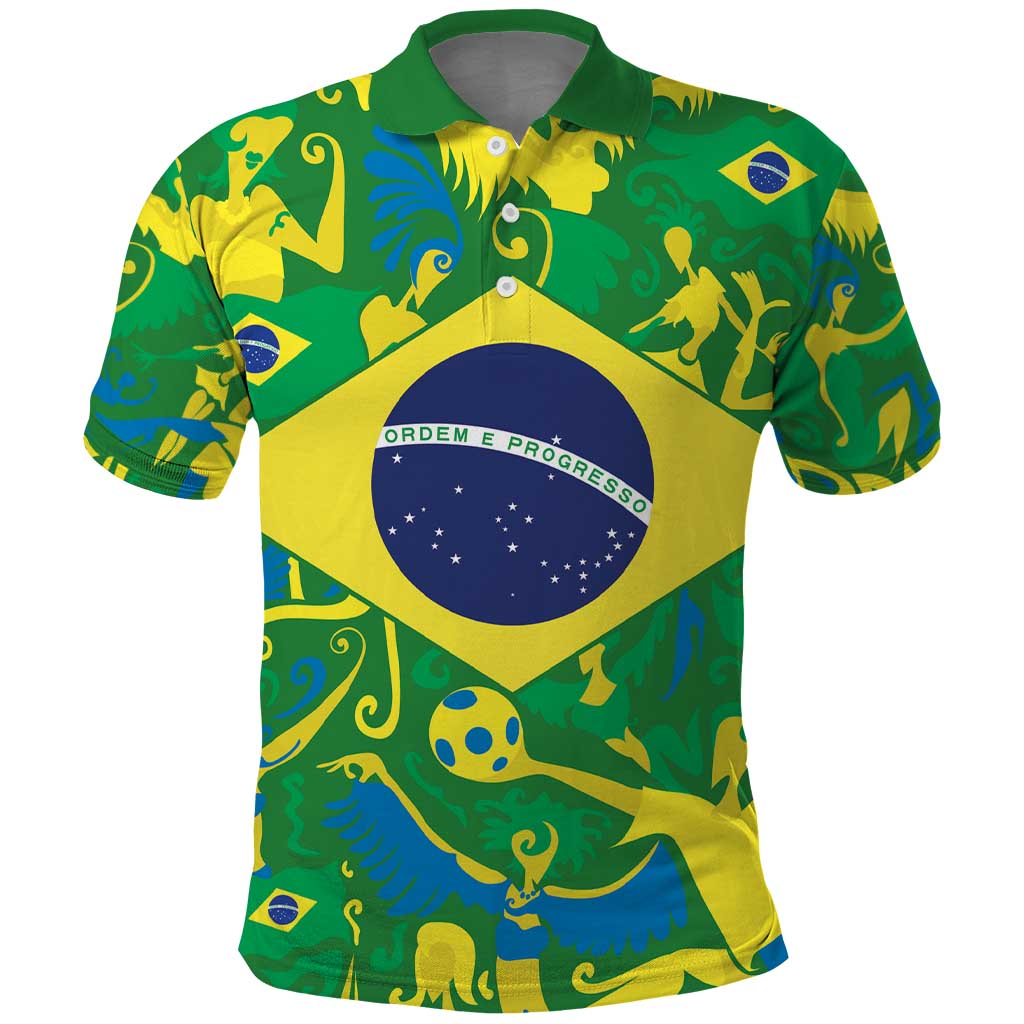 Brazil Ordem e Progresso Polo Shirt Native Brasil Mixed Together LT9