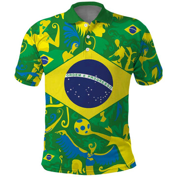 Brazil Ordem e Progresso Polo Shirt Native Brasil Mixed Together LT9