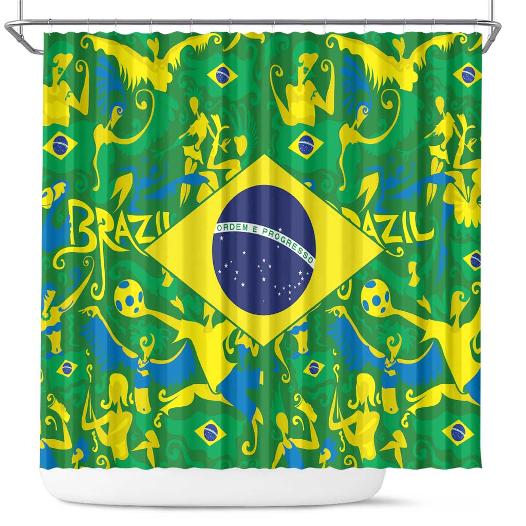 Brazil Ordem e Progresso Shower Curtain Native Brasil Mixed Together LT9