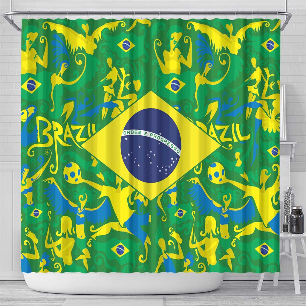Brazil Ordem e Progresso Shower Curtain Native Brasil Mixed Together LT9