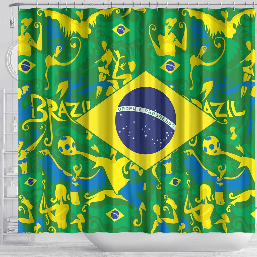 Brazil Ordem e Progresso Shower Curtain Native Brasil Mixed Together LT9