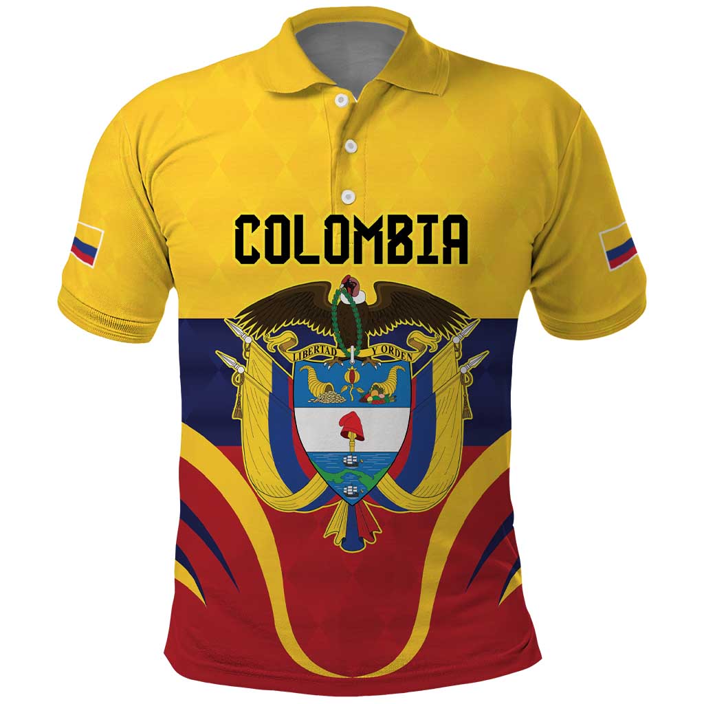 Colombia Football Custom Polo Shirt Come On Los Cafeteros Flag Style LT9
