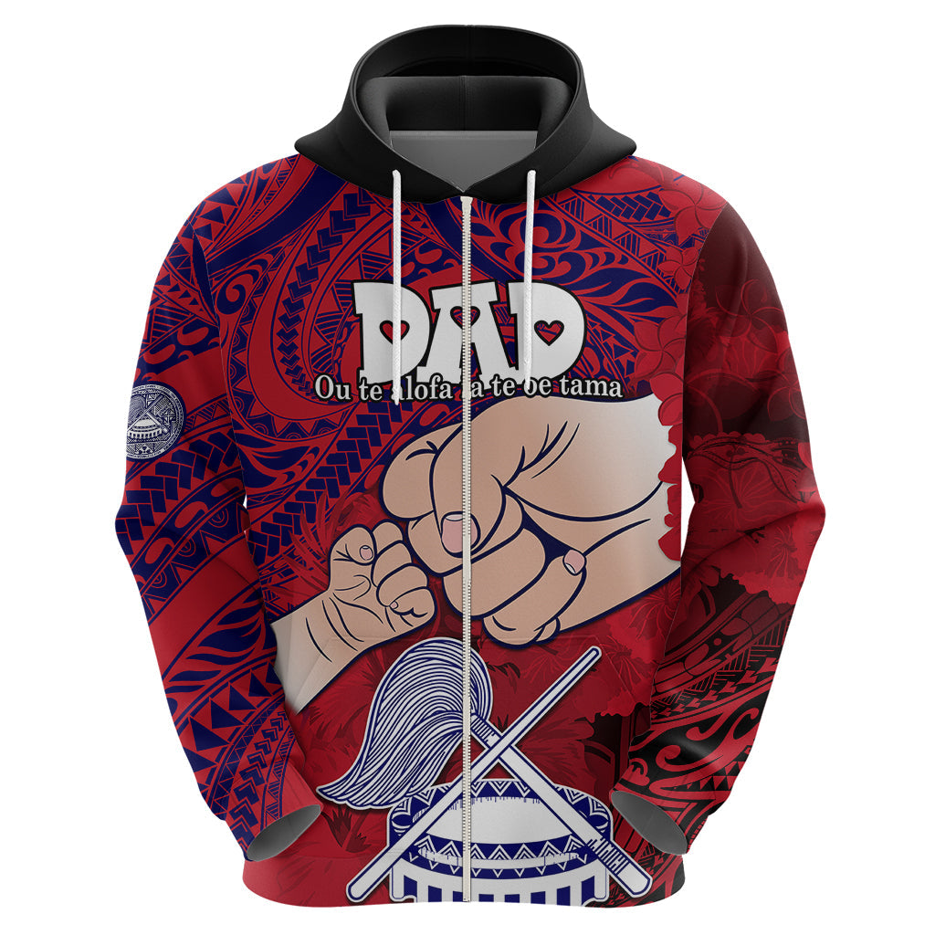 Dads Day American Samoa Hoodie Dad Ou Te Alofa Ia Te Oe Tama - Polynesian Flowers Tribal LT9