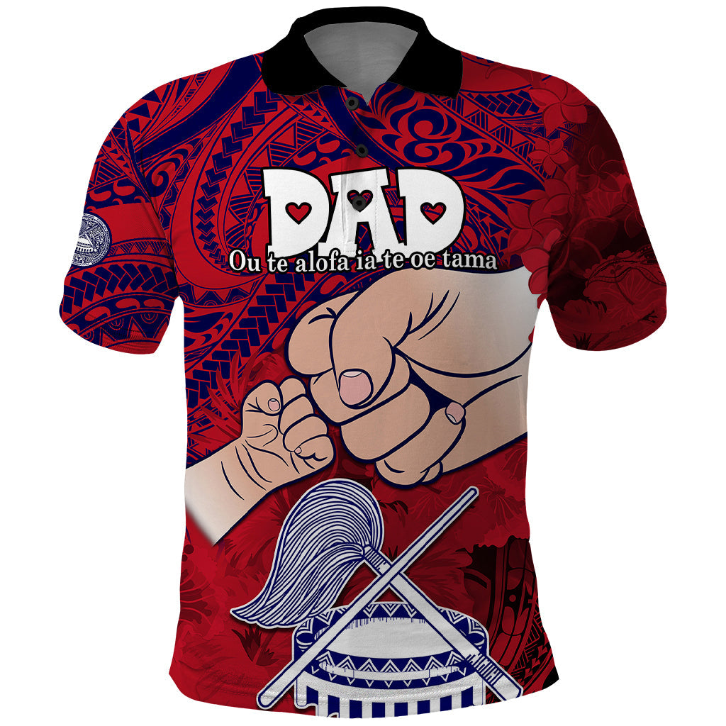 Dads Day American Samoa Polo Shirt Dad Ou Te Alofa Ia Te Oe Tama - Polynesian Flowers Tribal LT9