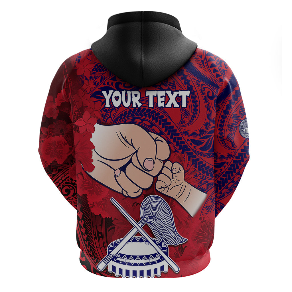 Personalised Dads Day American Samoa Hoodie Dad Ou Te Alofa Ia Te Oe Tama - Polynesian Flowers Tribal LT9