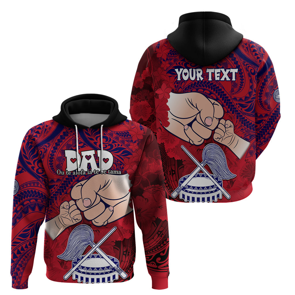 Personalised Fathers Day Polynesian Islands American Samoa Hoodie Dad Ou Te Alofa Ia Te Oe Tama - Polynesian Flowers Tribal LT9