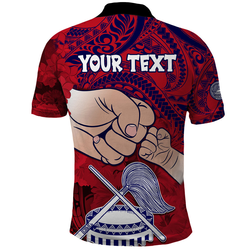 Personalised Dads Day American Samoa Polo Shirt Dad Ou Te Alofa Ia Te Oe Tama - Polynesian Flowers Tribal LT9